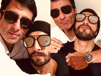 Photos: Ranveer Singh and Sonu Sood  bond during a  dubbing session for 'Simmba'