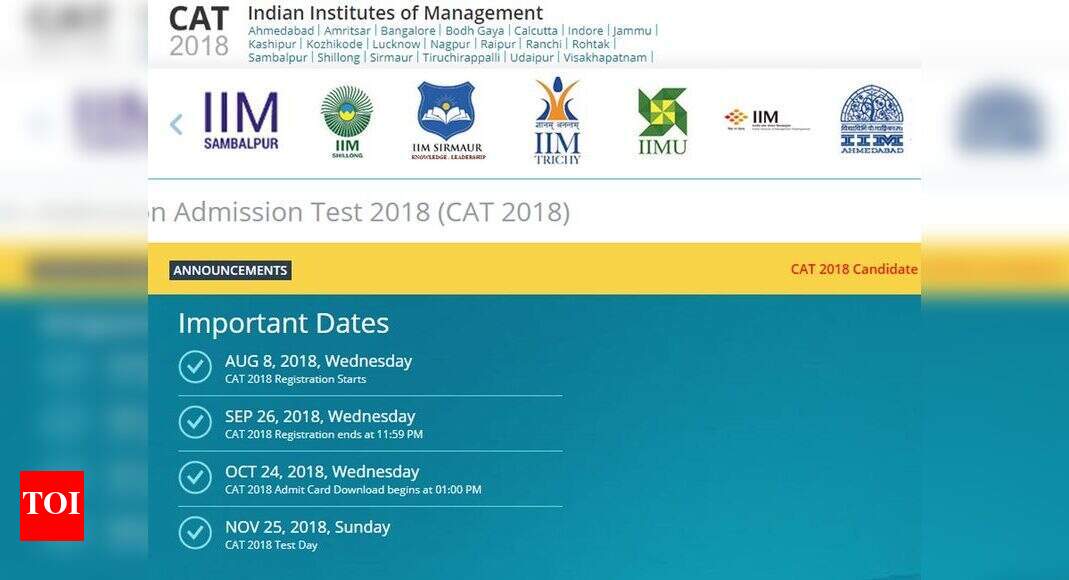 CAT 2018 Answer Key IIM Calcutta releases CAT 2018 answer keys Times