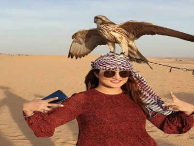 When Srabanti posed with an Arabian eagle in Dubai desert
