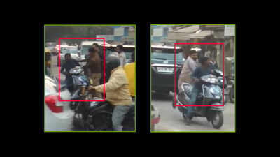 On cam: Cop thrashes man without helmet, suspended