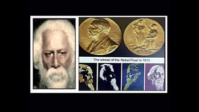 Image of Pauling’s Nobel medal displayed as Rabindranath Tagore’s
