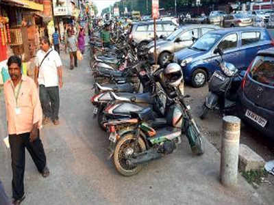 Parked bikes take over new pavement on NSC Bose Road | Chennai News ...