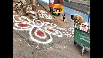 Rangoli designs send right message on dumping waste