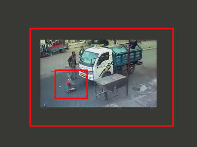 Surat: Miraculous escape for woman as minivan runs over her