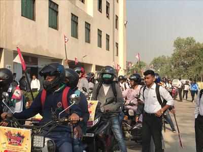 Navi Mumbai students participate in a bike rally to spread awareness on road safety
