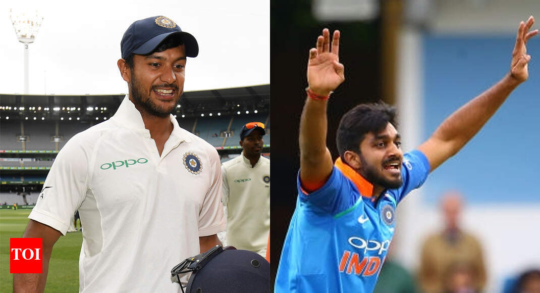 India vs Australia: Mayank Agarwal, Vijay Shankar to replace KL Rahul and Hardik Pandya - Times of India