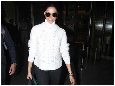 Deepika Padukone embraces the monochrome trend for her airport look