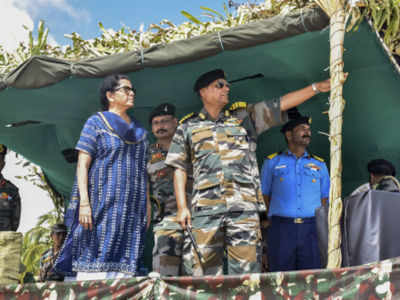 Sitharaman at amphibious military drill by armed forces in Andaman and Nicobar