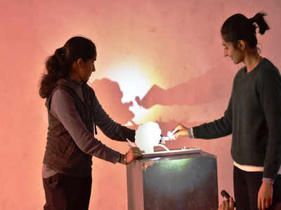 Participants learn the art of shadow puppetry in Jaipur