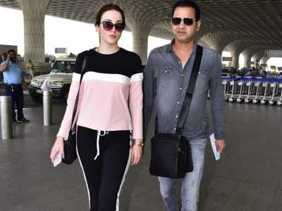 Bigg Boss fame Rahul Mahajan and wife Natalya Ilina off for a mini honeymoon; see pics