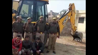 Three men steal excavator from NCR, drive for 200 km; caught in UP's Kasganj