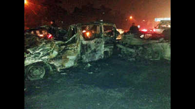 Speeding car crashes into another in Delhi; three charred as both vehicles catch fire