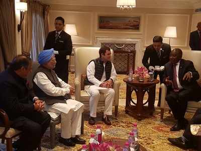 Manmohan Singh, Rahul Gandhi meet South African president