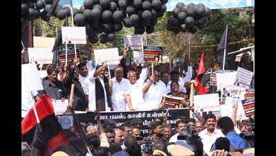 Modi in Madurai: Protesters wave black flags, release black balloons as PM lands in city
