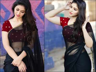 Free Photo | Pretty indian girl in black saree dress posed outdoor at  autumn street