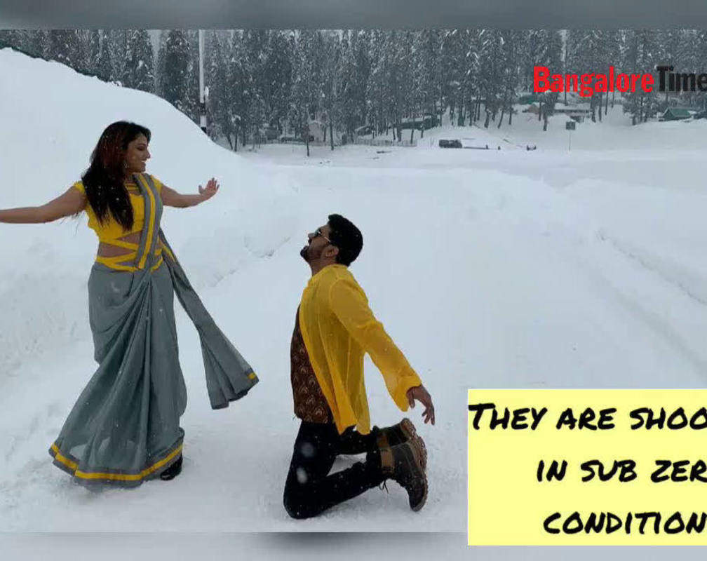
Srujan Lokesh and Hariprriya freeze while shooting in snow-clad Kashmir
