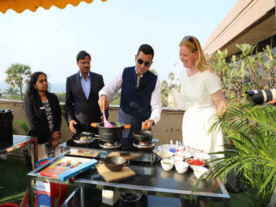 Chef Sanjeev Kapoor hosts a cooking demo and at a campaign for clean cooking