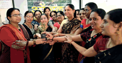 Ladies celebrated haldikum with tulsi sapling distribution