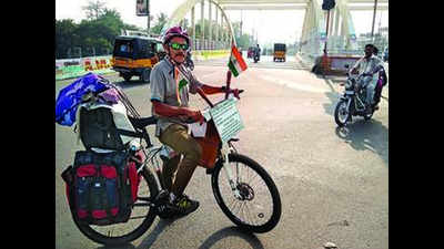 This 45-year-old pedals across the country for a cause