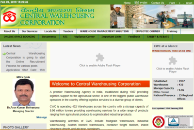 Central Warehousing Corporation Recruitment 2019: Apply online for 571 vacancies @cewacor.nic.in
