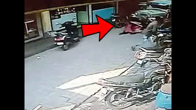 On cam: Miraculous escape for Mangaluru woman and her toddler after jeep hits them