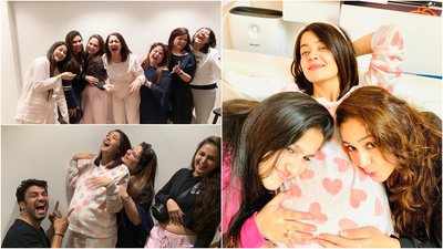 Surveen Chawla can't contain her laughter in these pictures from her baby shower
