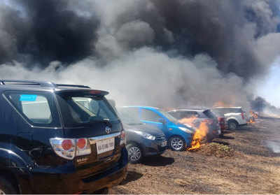 Bengaluru: Dozens of cars in parking lot near Aero India show catch fire