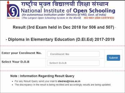 NIOS D.El.Ed exam result 2018 for Dec exam released at nios.ac.in; check direct link here