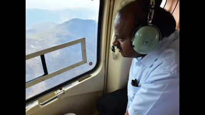 CM Kumaraswamy inspects Bandipur by chopper; no fresh fire in reserve, say foresters