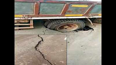Service road caves in day after Delhi's Mahipalpur underpass opens