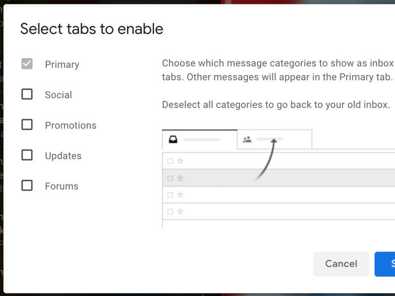 Remove social and promotions tab