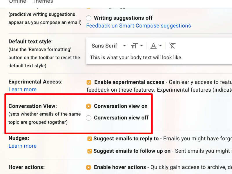 View emails separately instead in a single conversation