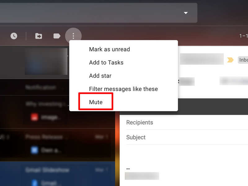 Mute unwanted mail chain conversations