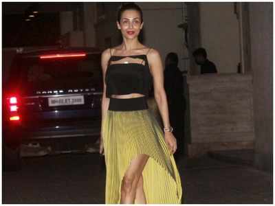 Malaika Arora spotted in a chic yellow and black ensemble for a family dinner