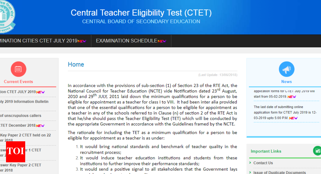 Ctet Application Form March 2017, Ctet July 2019 Online Application Deadline Extended Till March 12 Times Of India, Ctet Application Form March 2017