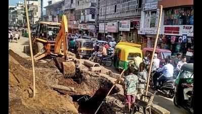 Sinking feeling: Dug up roads on Rajmarg hold up daily commuters