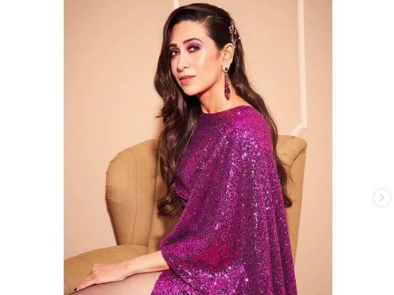 Photos: Karisma Kapoor sizzles in a thigh-high slit purple dress | Movie - Times of India