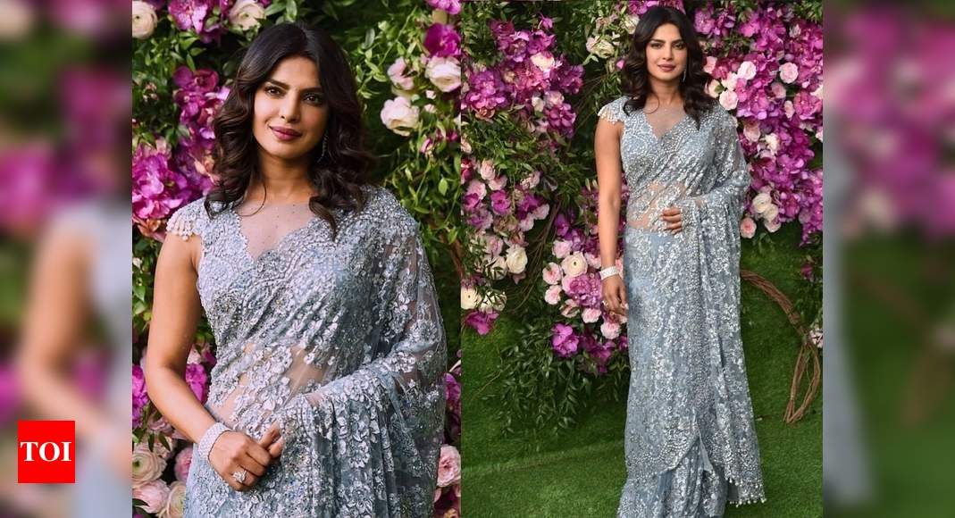 Photos: Priyanka Chopra looks ravishing in a saree as she attends Akash ...