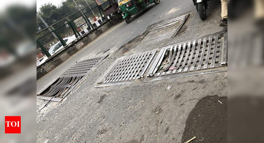 Damaged drain covers on main Dadri road Times of India