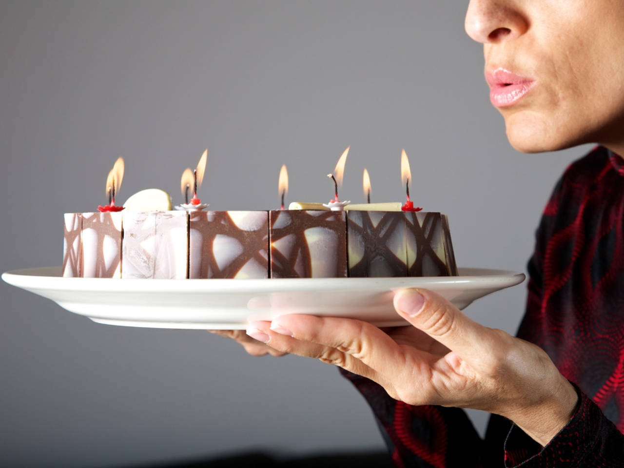 Get Your Name On Black Chocolate Birthday Cake With Candles