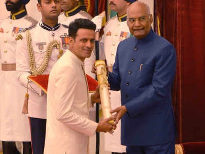 Photo: Manoj Bajpayee receives Padma Shri award from President Ram Nath Kovind