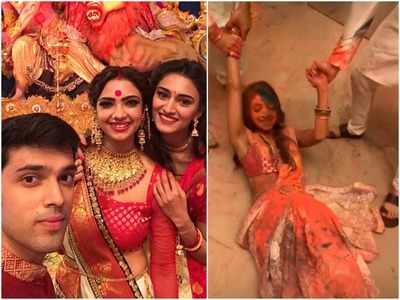 Holi Hai! Kasautii Zindagii Kay's Parth Samthaan and Sahil Anand smear colours all over Pooja Banerjee's face as the latter cries for help