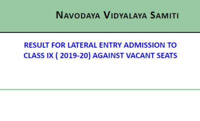 Navodaya Vidyalaya 9th Class admission test result 2019 released; here's direct link