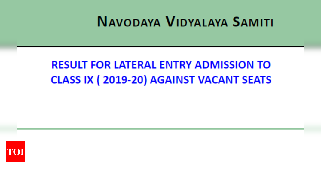 Jnvst Result 2019 Navodaya Vidyalaya 9th Class Admission