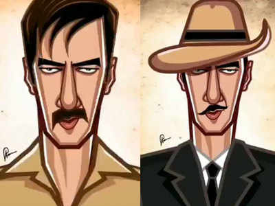 Watch: Ajay Devgn touched by fan's artwork marking his 50th birthday |  Hindi Movie News - Times of India
