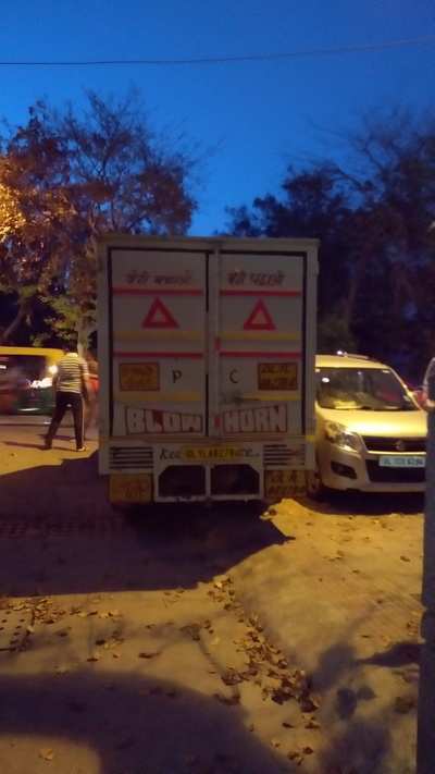 Commercial vehicle parked in residential colony