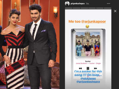 Priyanka Chopra reacts to Arjun Kapoor's post saying he is a 'sucker' for the Jonas Brothers song