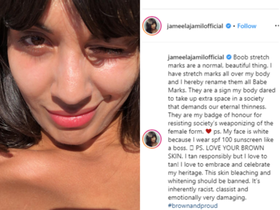Actress Jameela Jamil gave a new name to her boob stretch marks and we are in AWE!