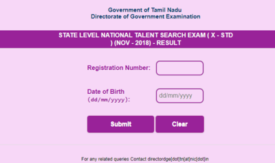 NTSE Tamil Nadu 2018 Stage 1 result declared @dge.tn.gov.in; check link here