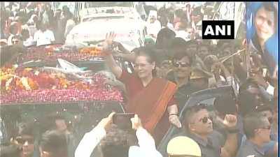 Sonia Gandhi embarks on roadshow before filing nomination in Rae Bareli